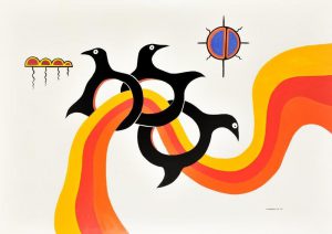 <p>Jackson Beardy, Flock, 1973, acrylic on canvas, 119.2 x 167.3<br />cm. Collection of Aboriginal Affairs and Northern Development<br />Canada. © Estate of Jackson Beardy.<br />Photo credit: Courtesy of Aboriginal Art Centre, Aboriginal<br />Affairs and Northern Development Canada</p>