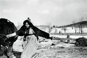 <p>This photograph is a rare example remaining in the artist's fonds documenting her performance re-enactment of Laura Secord's historic trek of June 23, 1813. On the back of the photograph the artist included this caption: "Joyce Wieland enacting Laura Secord's legendary walk, takes liberty with history. While Laura's walk was made in June, near Queenston, Miss Wieland's photo sequence was made in winter in Claremont."</p>