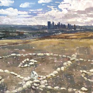 <p><strong>Sabine Lecorre Moore</strong>, <em>Siksikaitsitapi Medicine Wheel, Nose Hill Park Calgary, dedicated to Elder Andrew Black Water</em>, 2020, oil on canvas, 17.78 x 17.78 cm, Photo Credit SLM</p>