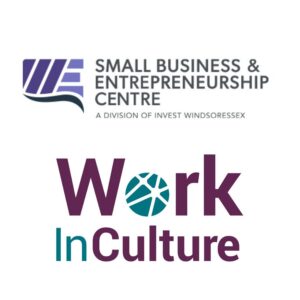 Logos for Small Business and Entrepreneurship Centre and Work in Culture