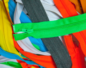 A pile of colourful zippers.